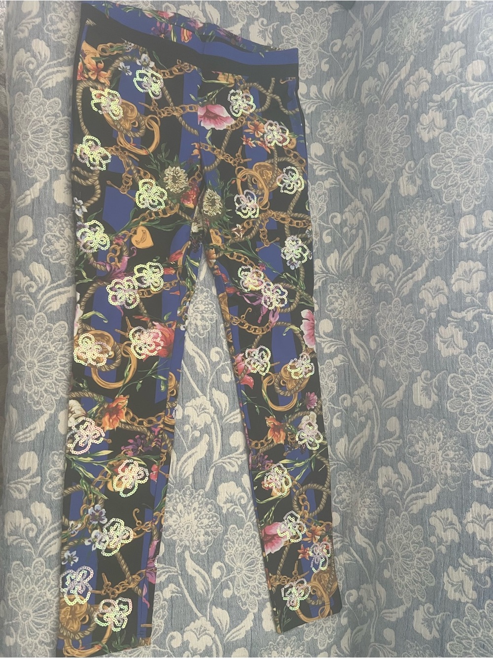 Juicy Couture Royal Blue Floral & Chain Leggings